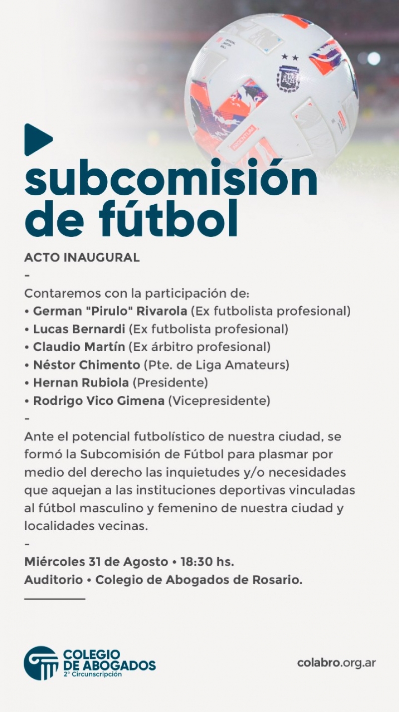 Acto Inaugural de la Subcomisión de Fútbol - 31/08/2022